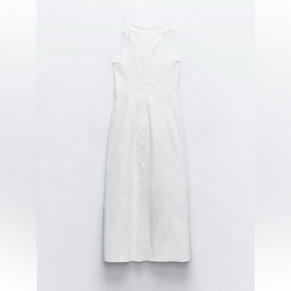 NWT 🤍ZARA BOW GABARDINE MIDI DRESS - Picture 7 of 8